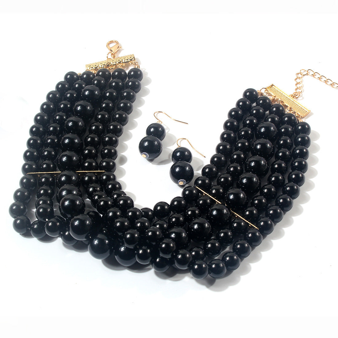 Ensemble court de colliers d'ornements en perles pour femmes