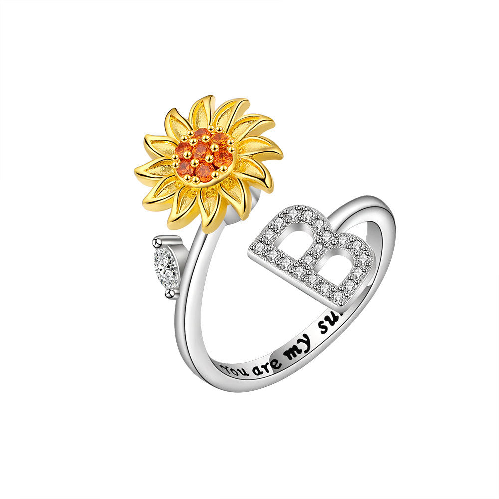 Sunflower Spinning Adjustable Letter Rotating Decompression Rings