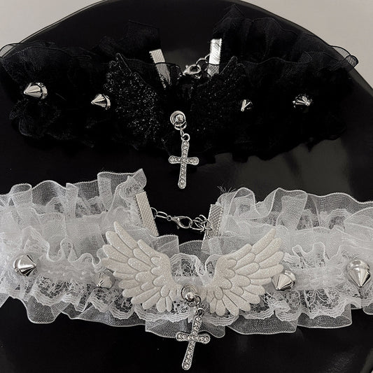 Women's White Lace Collar Collarbone Accessories Punk Necklaces