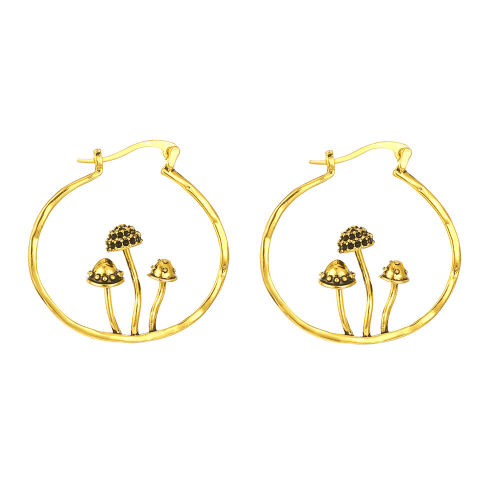 Women's Vintage Ancient Sier Tree Branch Carved Earrings