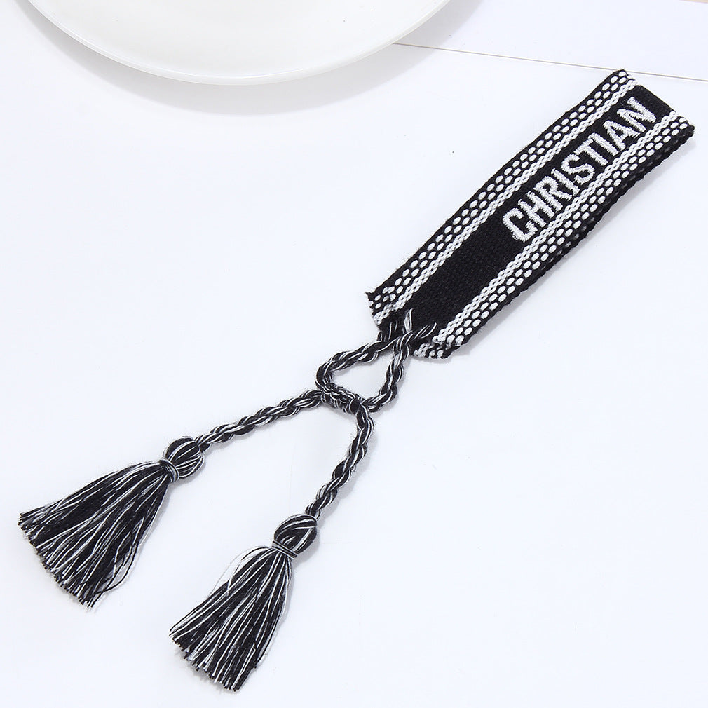 Women's To Joy Lucy Letter Embroidered Fashion Tassel Wristband Bracelets