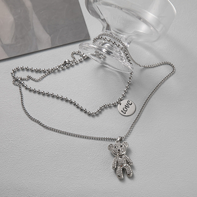 Women's Letter Double Layer Twin Suit Long Necklaces