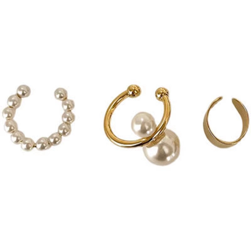 Women's Three-piece Pearl Bone French Niche Ear Clip