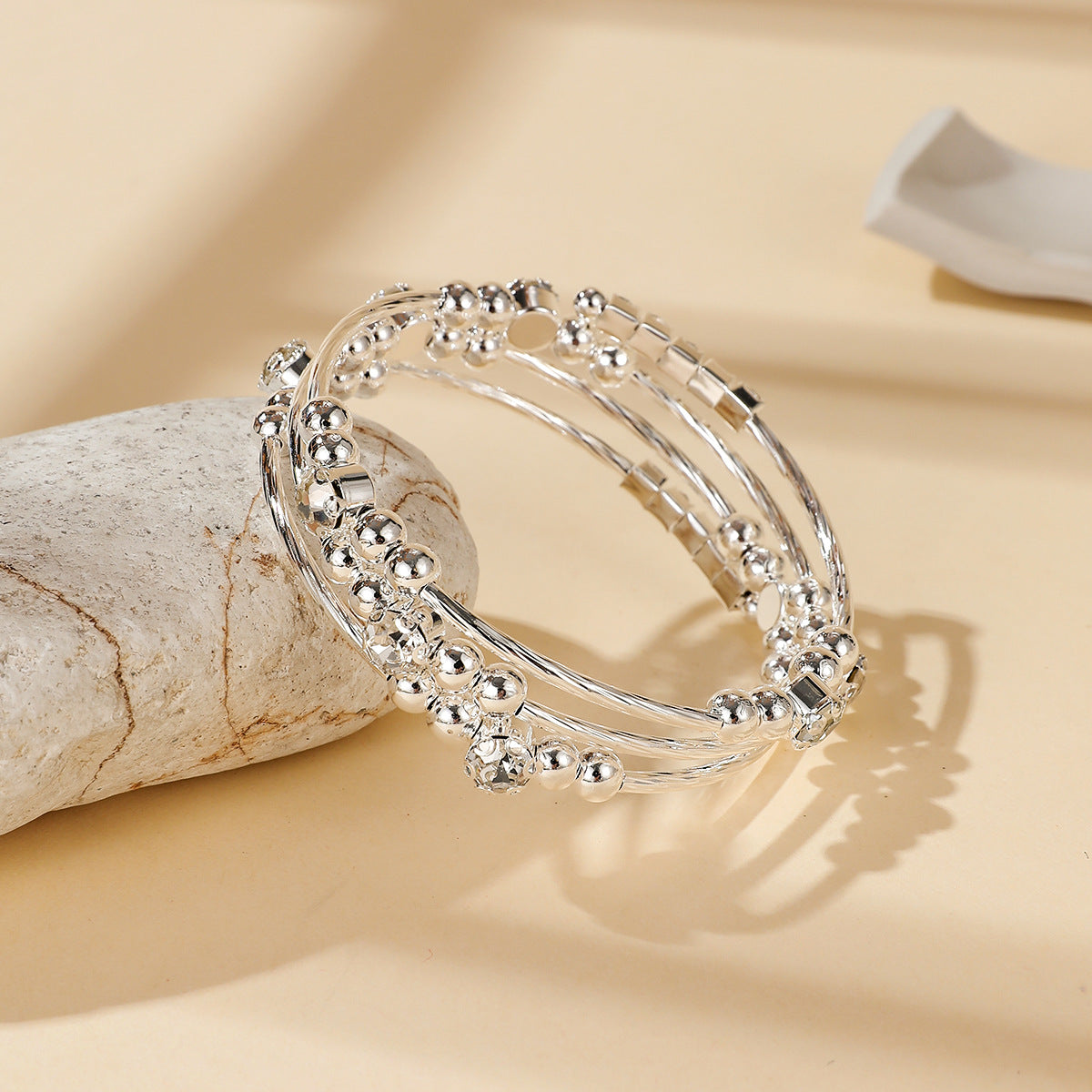 Fashion Pearl Rhinestone Cross Open Woman Bracelets
