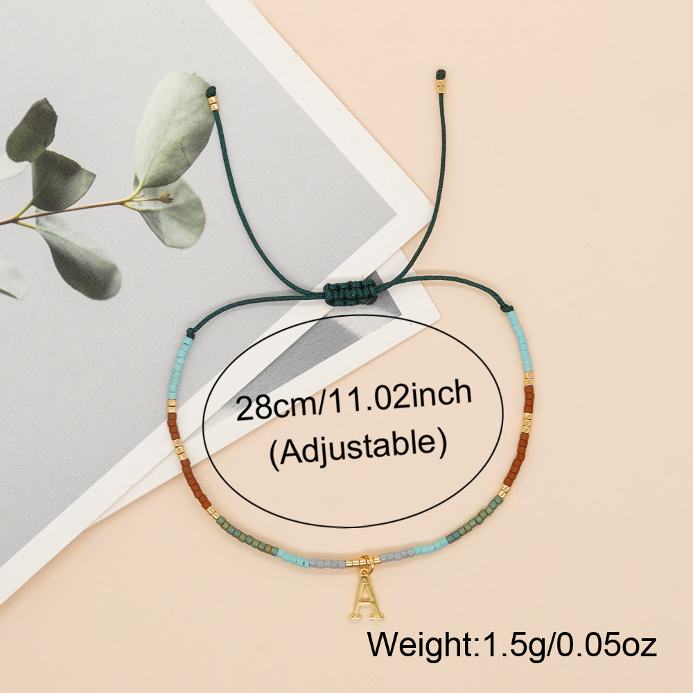 Ethnic Style Contrast Color Bead English Bracelets