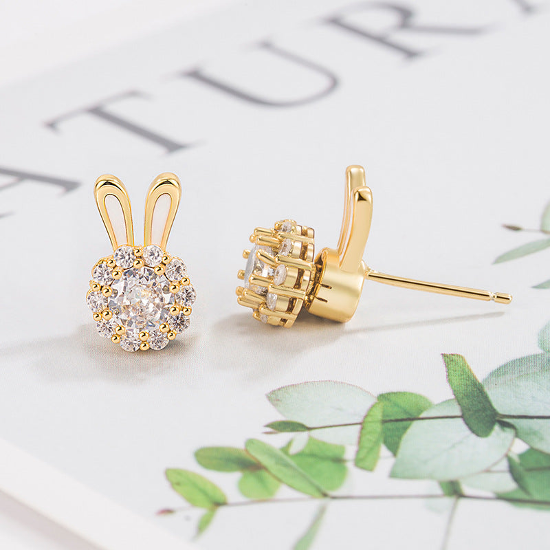 Women's This Life Can Rotate Bunny Ear Design Small Earrings