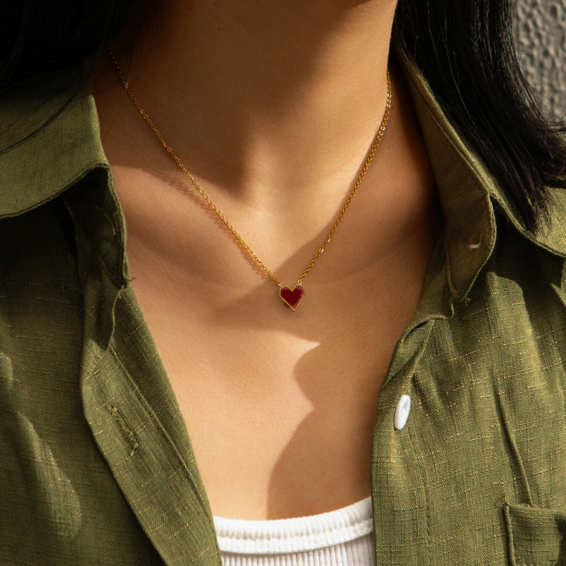 Accessoires en forme de cœur en acier inoxydable, colliers de Style féminin