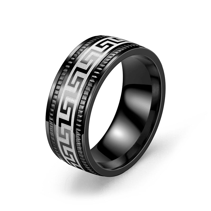 Men's Titanium Steel Retro Fashion Lace Couple Rings