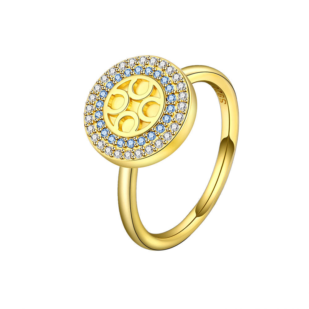 Gold Micro Inlaid Zircon Geometric Rotatable Rings