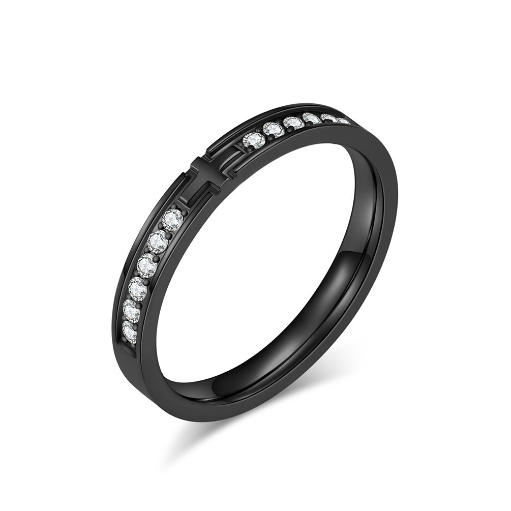 Damen- und Herren-Titanstahl-Diamant-Kreuz-Love-Unisex-Stil und Ringe