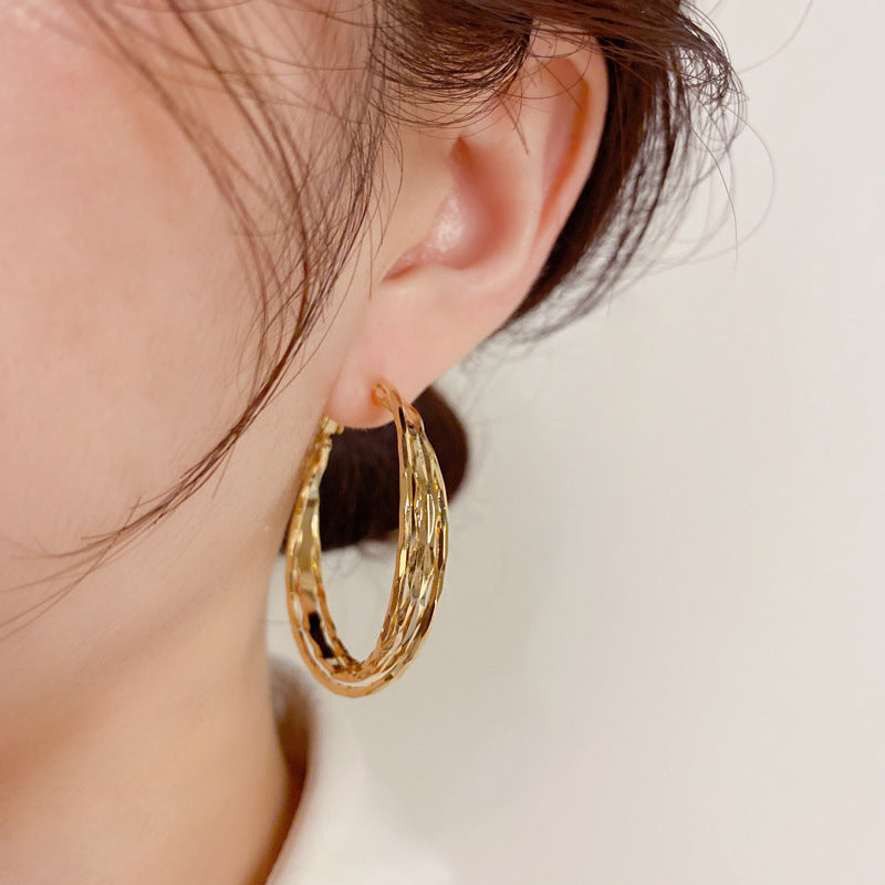 Simple Metal Twisted Ear Light Luxury Earrings