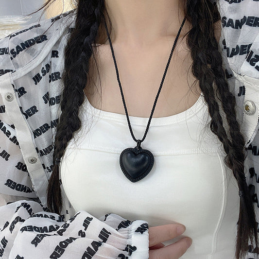 Corde Noir Pêche Coeur Tendance Réglable Colliers Mignons