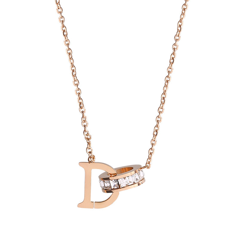 Buckle White Diamond Rose Gold Clavicle Chain Necklaces
