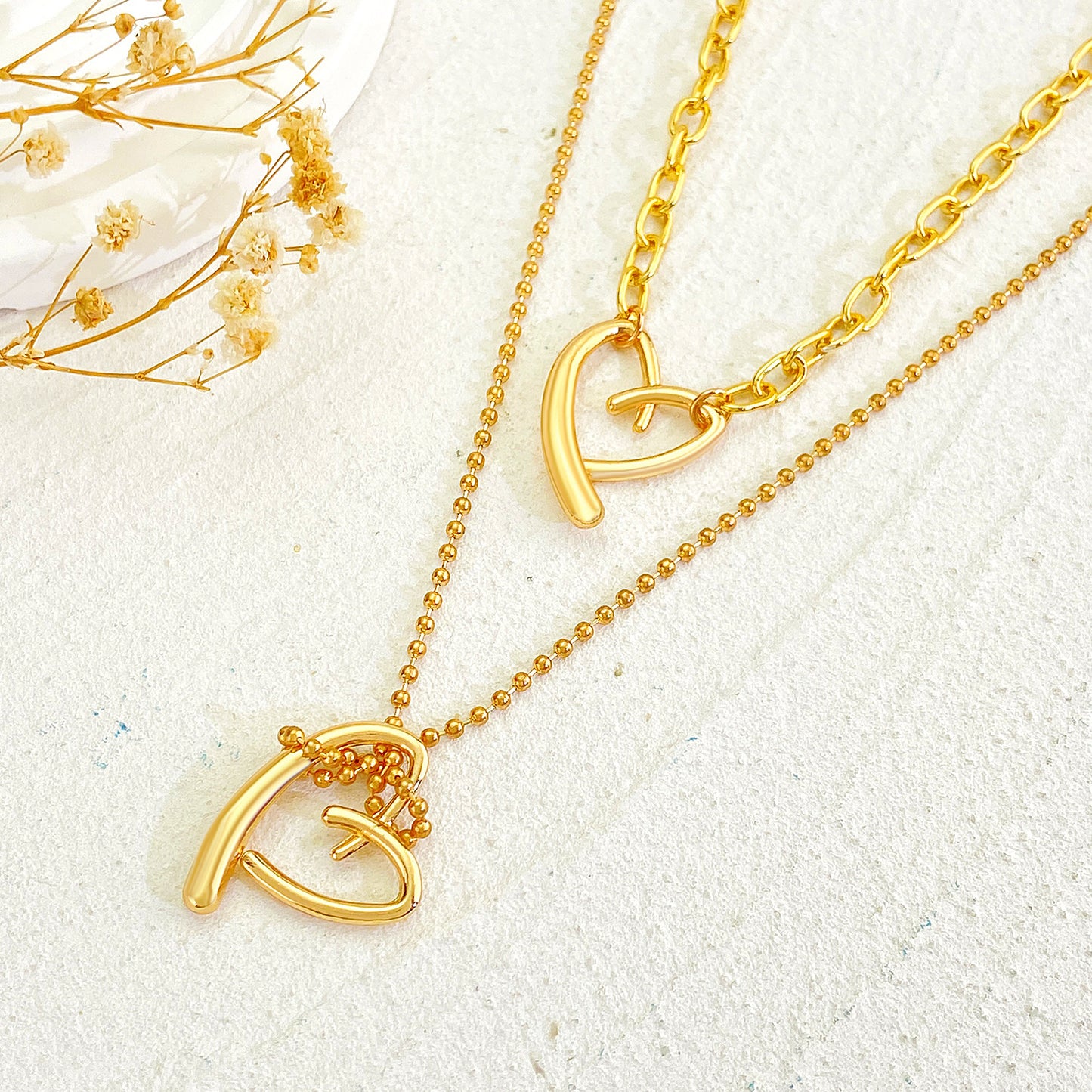 Irregular Heart Female Style Creative Design Cross Heart-shaped Necklaces