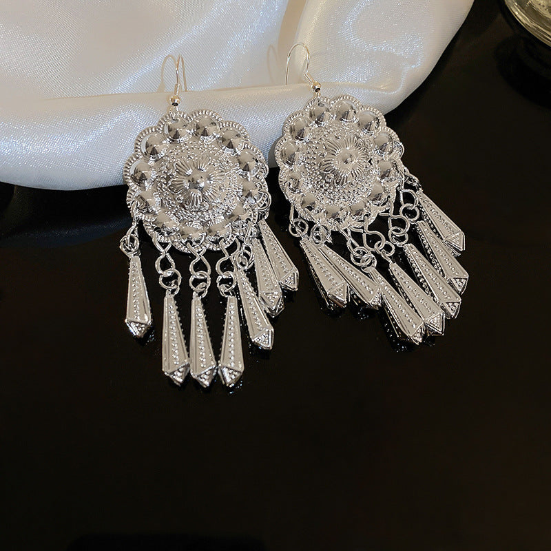 Style Sier Flower Wind Chimes Tassel Graceful Earrings