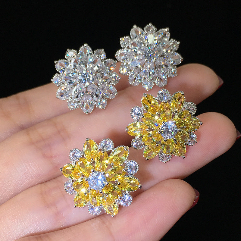 Women's Super Shiny Rhinestone Zircon Flower For Earrings