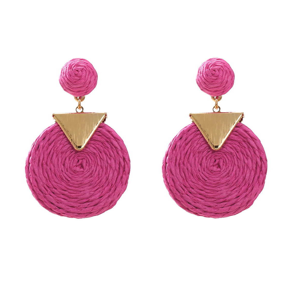 Summer Raffia Female Stylish Round Bohemian Earrings