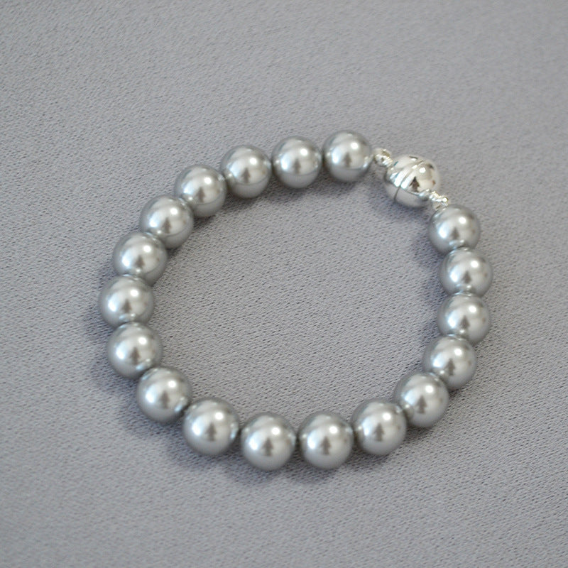 Colliers de pull à boucle magnétique pour femmes, à reflets circulaires, Imitation de perles