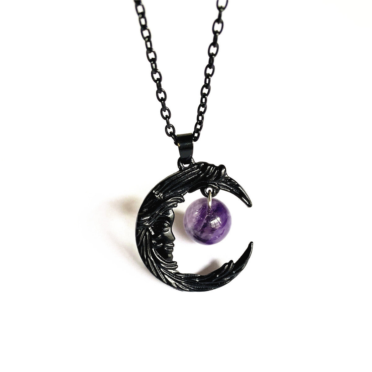 Crescent Purple Gemstone Pendant Creative Simple Necklaces