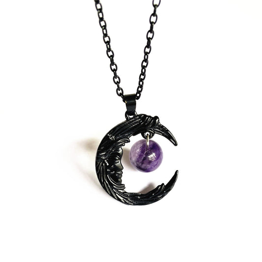 Crescent Purple Gemstone Pendant Creative Simple Necklaces