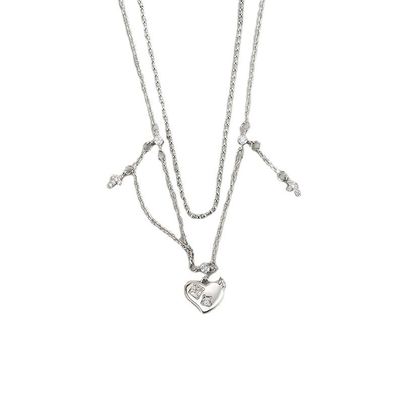 Women's High-grade Love Exquisite Fashionable Temperamental Double Necklaces