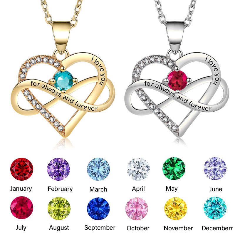 Colliers simples en forme de coeur avec micro incrustation de mode lettrage