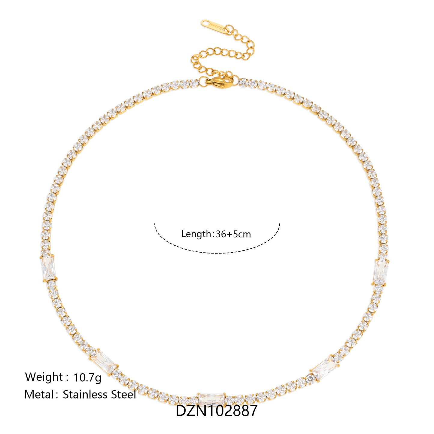 Tennis Chain Real Gold Super Flash Drill Clavicle Light Luxury Necklace