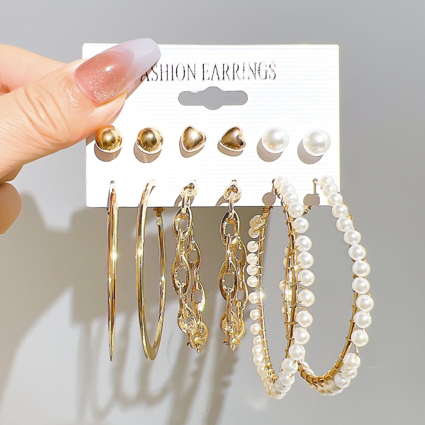Boucles d'oreilles style Hepburn vintage Star Moon Pearl