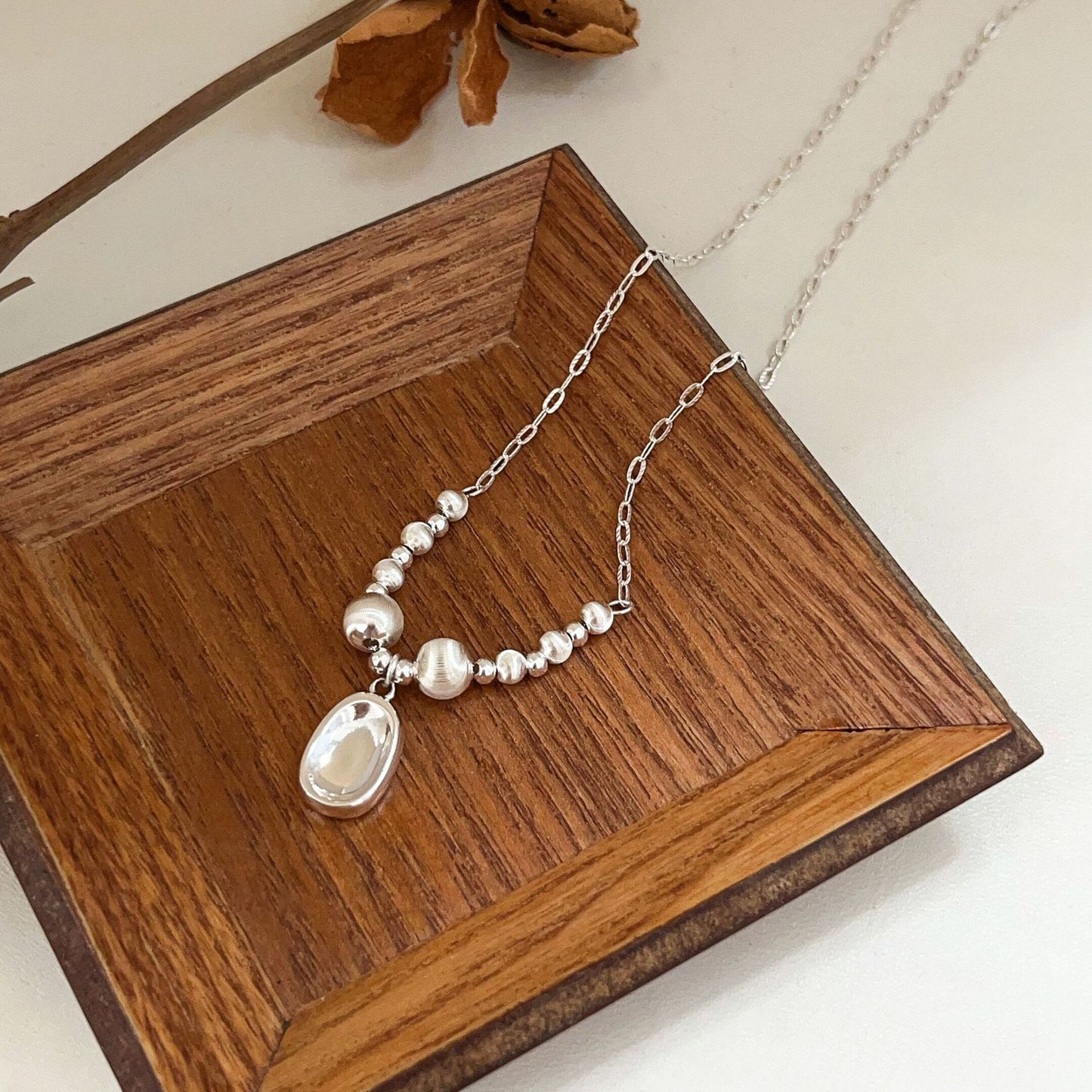 Colliers en agate noire uni simples de style coréen Sier Sterling