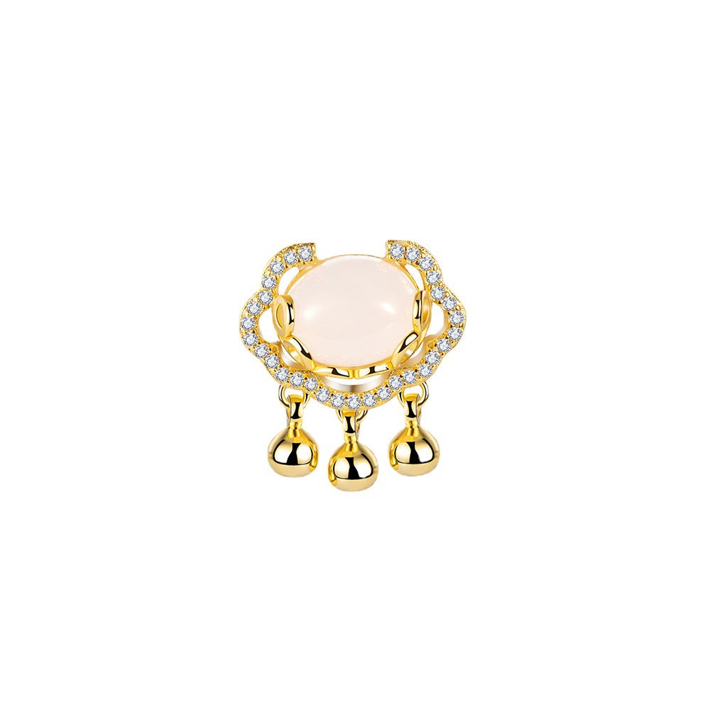 Longevity Lock Opal Female Temperament Peace Buckle Earrings