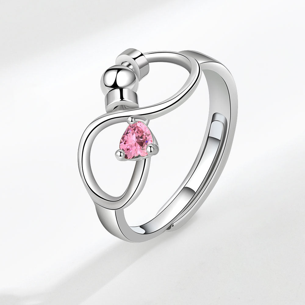 Birthstone Rotating Decompression Heart-shaped Infinite Couple Rings