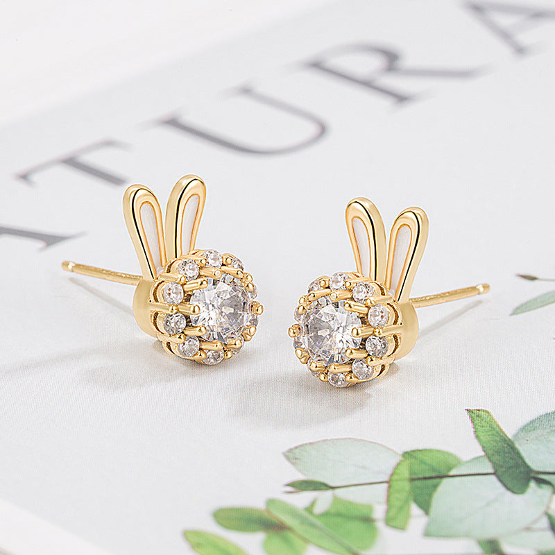 Women's This Life Can Rotate Bunny Ear Design Small Earrings
