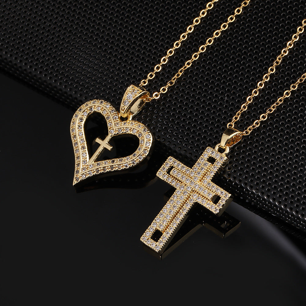 Pendentif croix d'amour, colliers de conception féminine de haute qualité