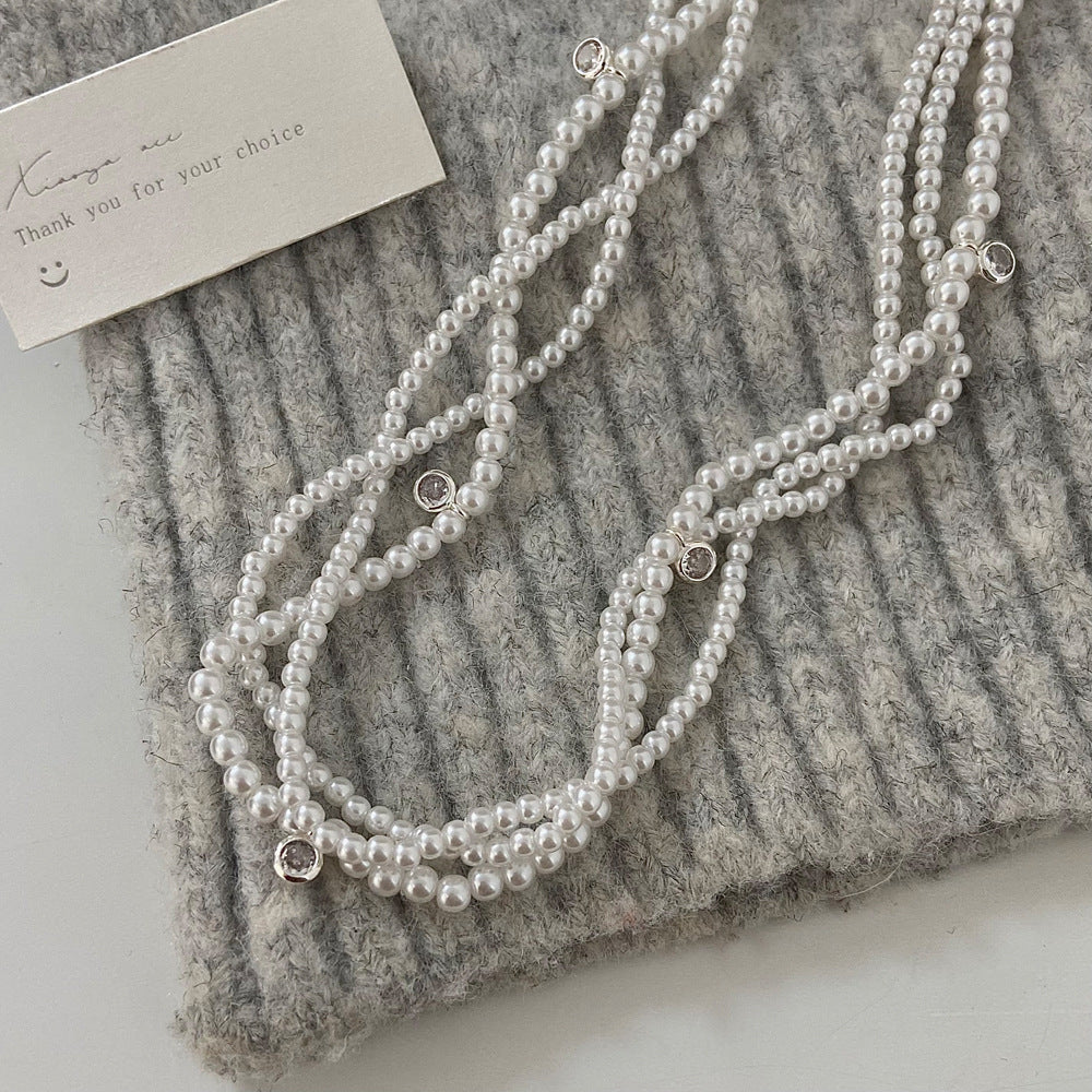 Women's Pearl Collar High Sense Twin Clavicle Necklaces