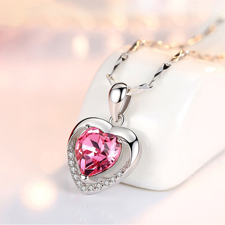 Damen-Diamant-Ozean-Herz-modische kleine frische Schlüsselbein-Halsketten