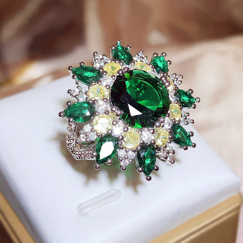 Zircon Fashion Big Personality Trendy Decorative Water Drop Rings