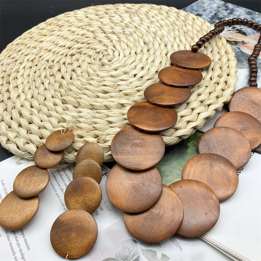 Suite Bohemian Cotton Linen Style Wood Necklaces