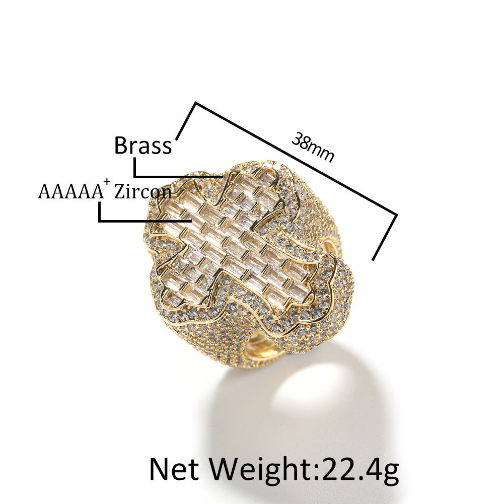 Material Cross Shape Personalized Zircon Male Rings