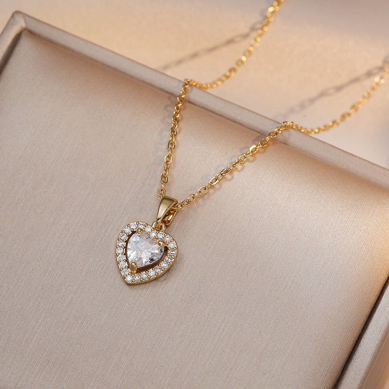 Colliers d'intérêt spécial en zircon avec cœur d'amour doux