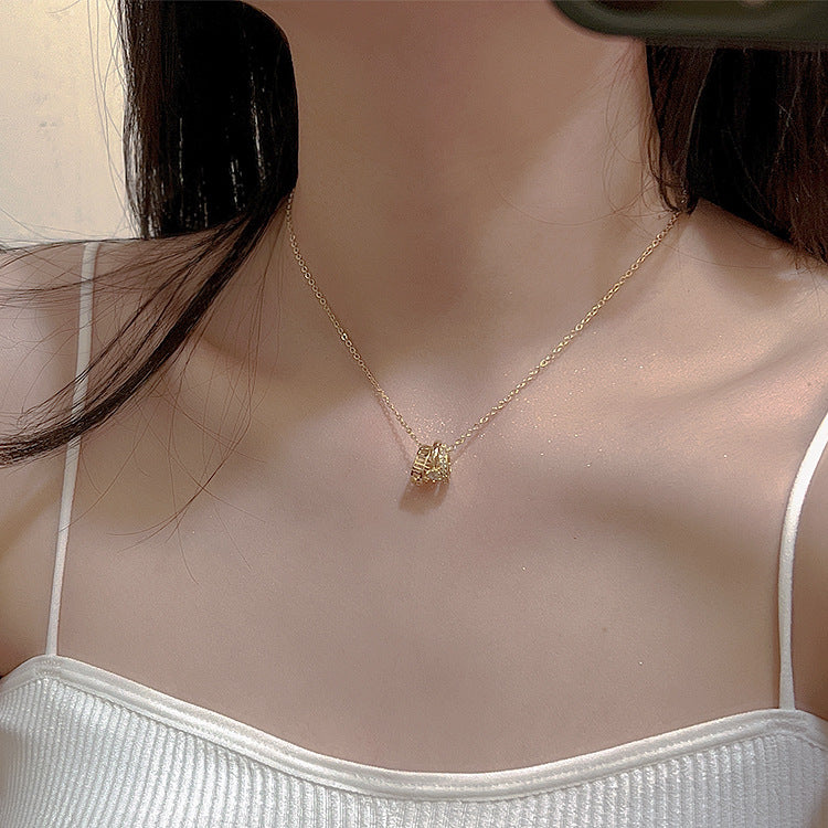 Women's Zircon Metal Circle Tassel Pendant For Necklaces