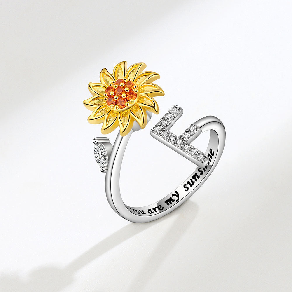Sunflower Spinning Adjustable Letter Rotating Decompression Rings