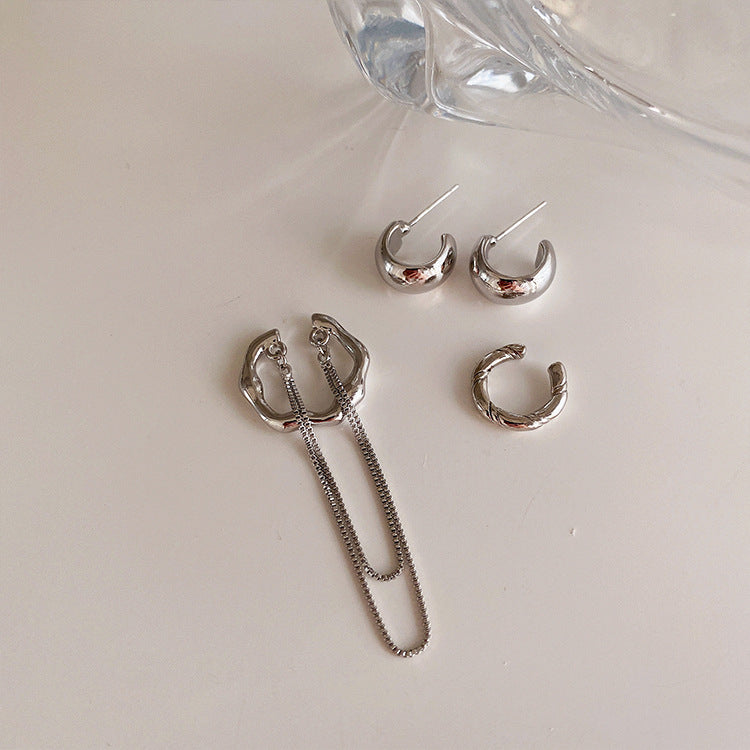 Women's Design Metal Chain Tassel Ear Clip Earrings