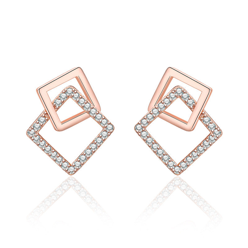 Women's Simple Square Geometric Ear Versatile High-grade Earrings