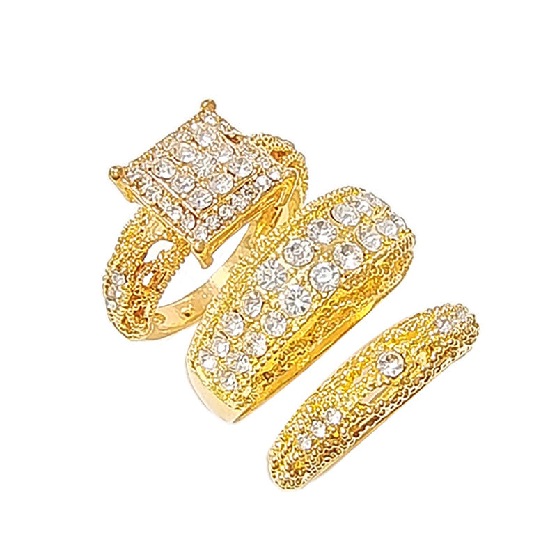 Modisches dreiteiliges Set Diamant-Paar-Handschmuck The Legend Rings