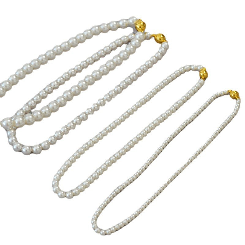 Colliers de pull à boucle magnétique pour femmes, à reflets circulaires, Imitation de perles