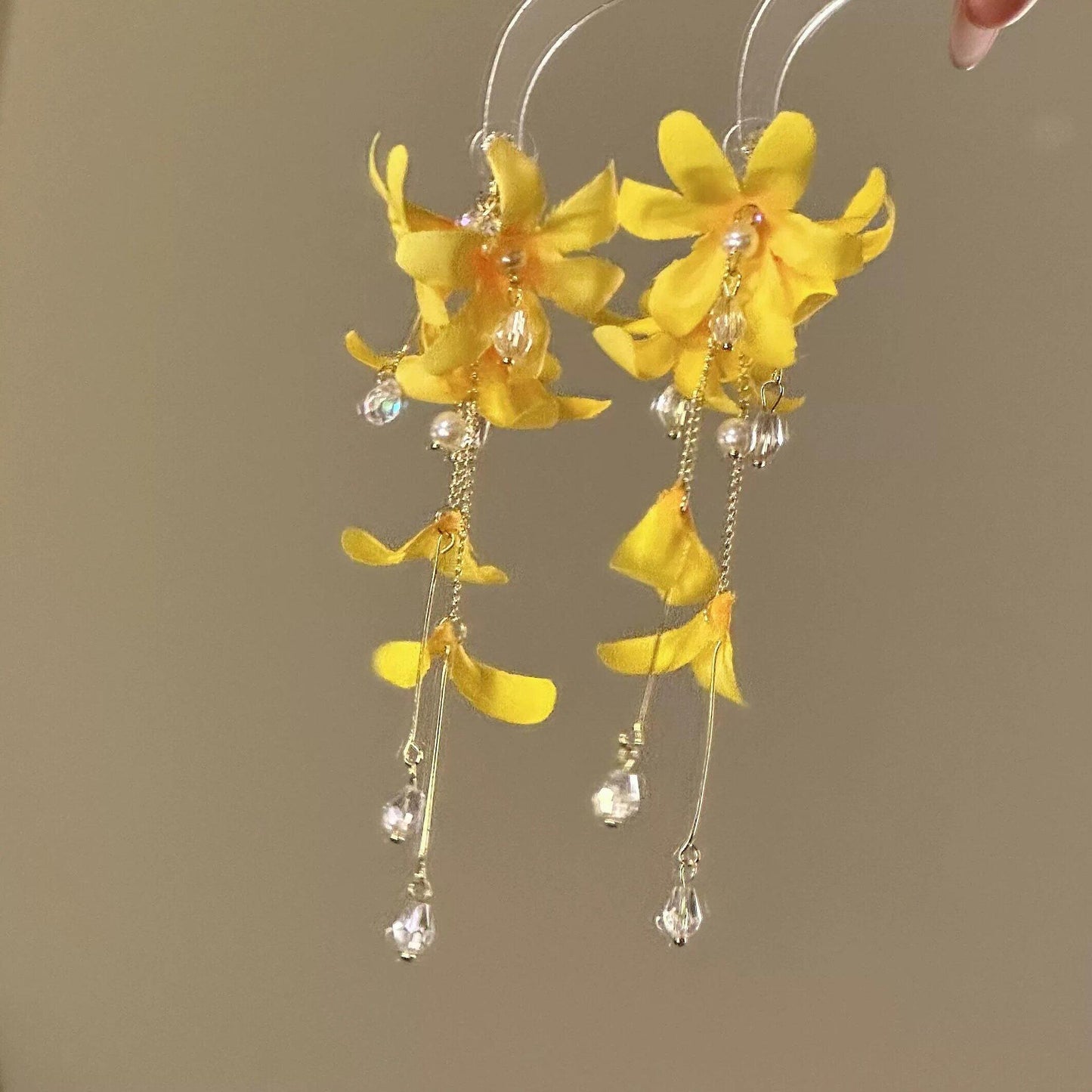 Yellow Tassel Flowers Super Beautiful Seaside Holiday Sweet Earrings
