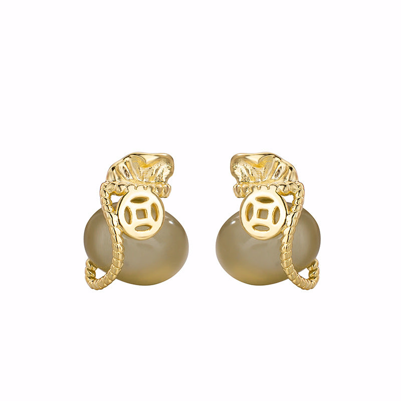 Women's Purse Jade Retro Style High Sense Earrings