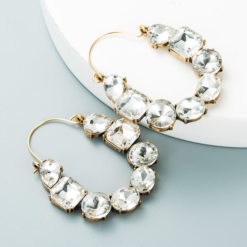 Alloy Inlaid Color Rhinestone Fashion Temperament Super Earrings