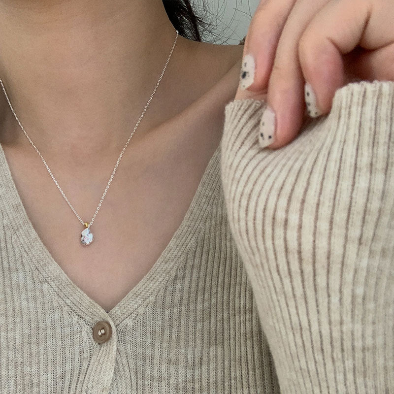 Sterling Sier Simple Niche Couleur Assortie Bonnet Femelle Clavicule Colliers