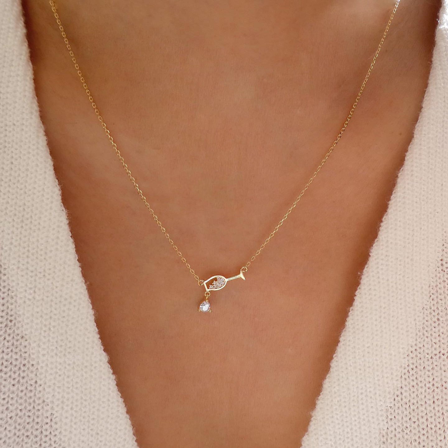 Women's Personalized Goblet Elegant Zircon Love Red Necklaces
